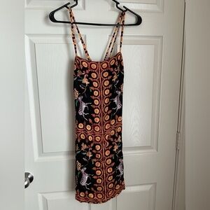 Ecote Black and Orange Floral Mini Dress